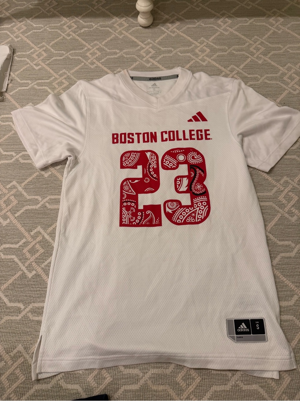 adidas White Boston College Jersey with Red '23 Graphic